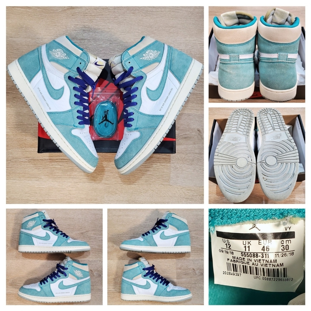 Jordan 1 Retro OG High Turbo Green Size 12 Pre-Owned 555088-311 Og All EUC